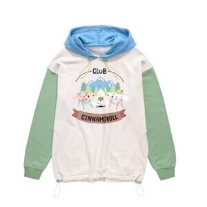 Sanrio Cinnamoroll Camping Club Color Block Hoodie Cream Green BoxLunch XS